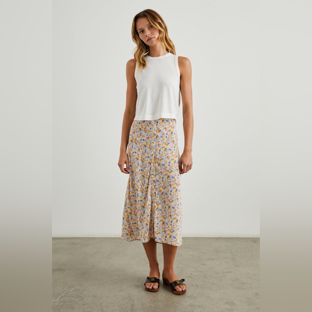 NWT RAILS Rosetta skirt Botton Down papaya flower M Boho Romantic Cottage Flowy - Picture 2 of 9